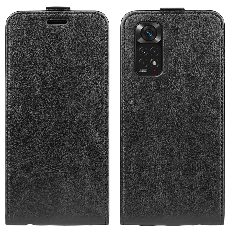 

For Xiaomi Redmi Note 11 4G / Note 11S R64 Texture Vertical Flip Leather Phone Case(Black)