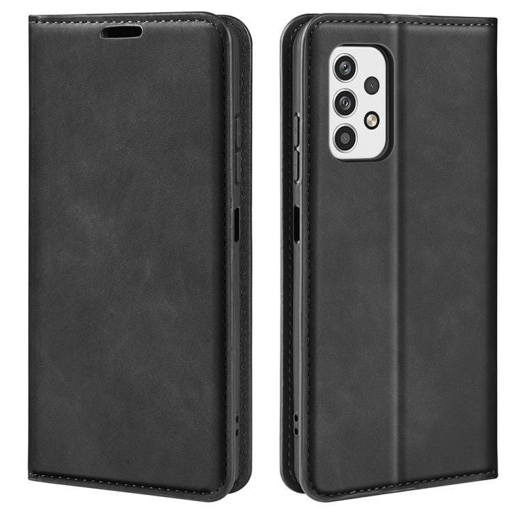 

For Samsung Galaxy A23 5G Retro-skin Magnetic Suction Leather Phone Case(Black)