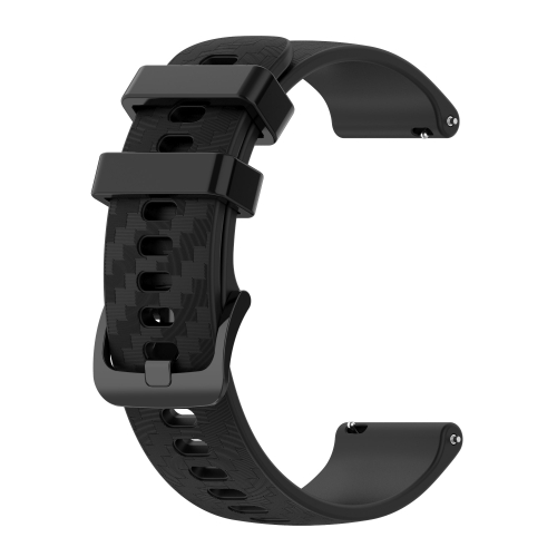 

For Garmin Venu SQ 20mm Carbon Fiber Striped Silicone Strap(Black)