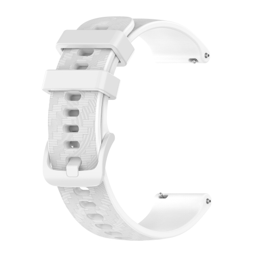 

For Amazfit GTS 2E 20mm Carbon Fiber Striped Silicone Strap(White)