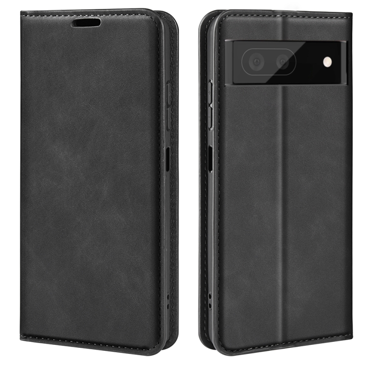

For Google Pixel 7 Retro-skin Magnetic Suction Leather Phone Case(Black)