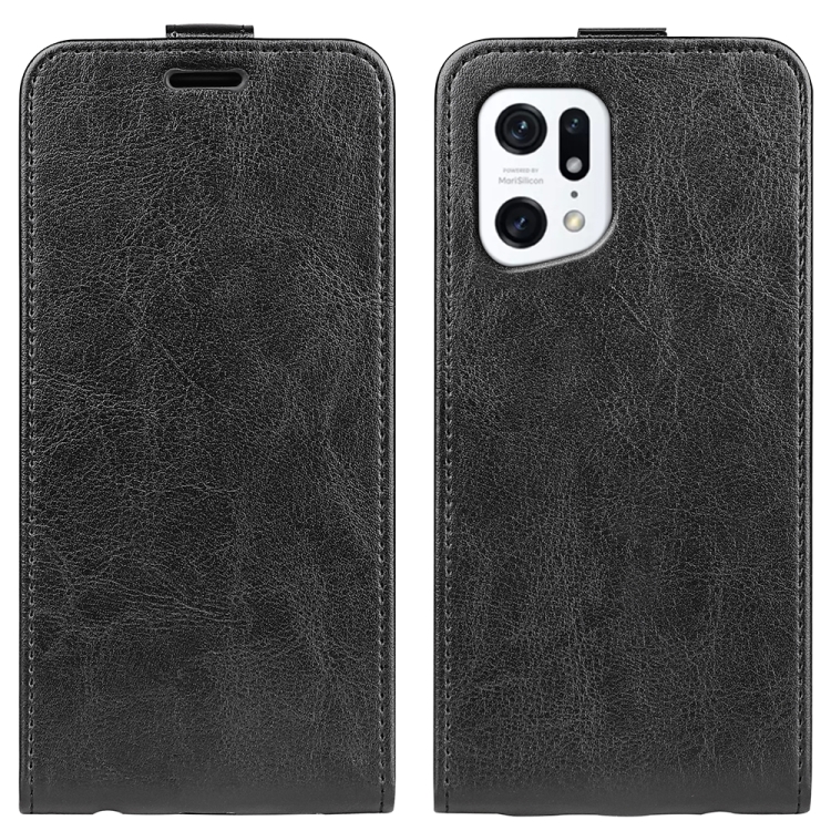 

For OPPO Find X5 R64 Texture Vertical Flip Leather Phone Case(Black)