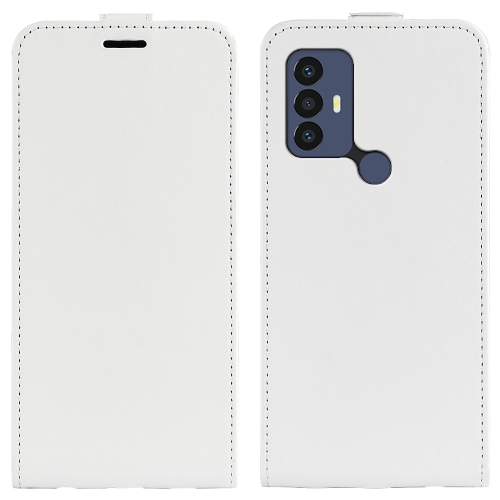 

For TCL 30 SE/305/306 R64 Texture Single Vertical Flip Leather Phone Case(White)