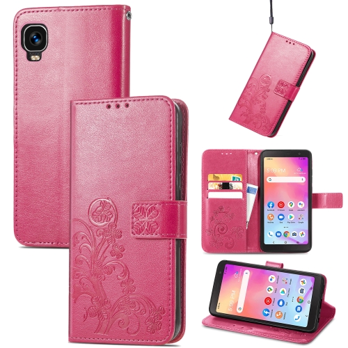 

For TCL A509DL / A3 Four-leaf Clasp Embossed Leather Phone Case(Magenta)