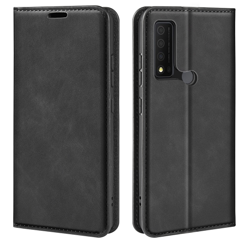 

For TCL 30 V 5G Retro-skin Magnetic Suction Leather Phone Case(Black)