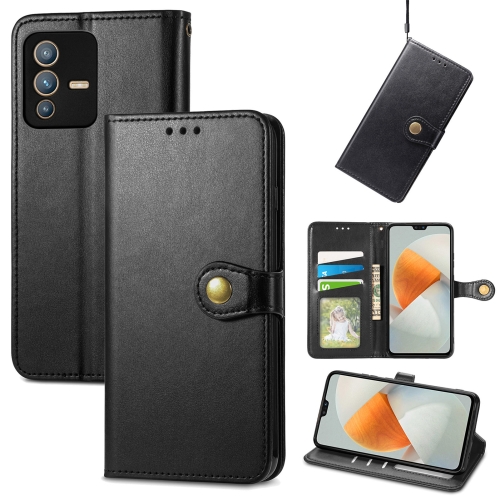 

For vivo S12 Solid Color Leather Buckle Phone Case(Black)