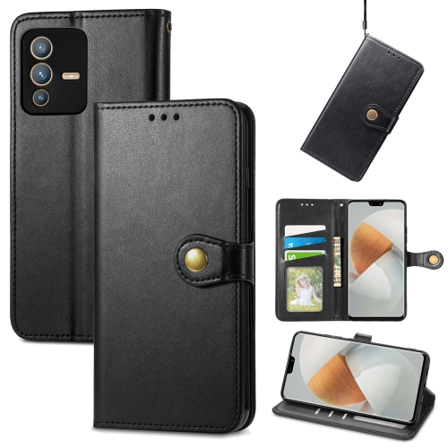 

For vivo S12 Pro Solid Color Leather Buckle Phone Case(Black)