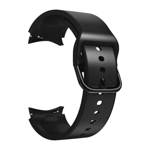 

For Samsung Galaxy Watch 4 40mm 20mm Silicone Pasted Leather Watch Band(Black)