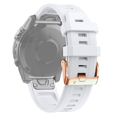 

For Garmin Fenix 6S 20mm Rose Gold Buckle Silicone Watch Band(White)