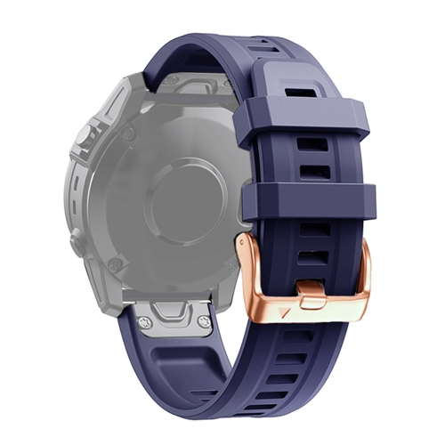 

For Garmin Fenix 6S 20mm Rose Gold Buckle Silicone Watch Band(Dark blue)
