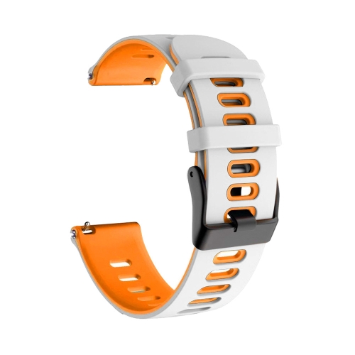 

For Garmin Forerunner 645 Music 20mm Mixed-color Silicone Watch Band(White+Orange)