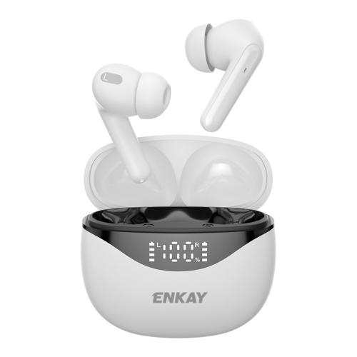 

ENKAY ENK-LB22 Bluetooth 5.1 TWS Call-Noise-Cancelling Earphones with Digital Display(White)