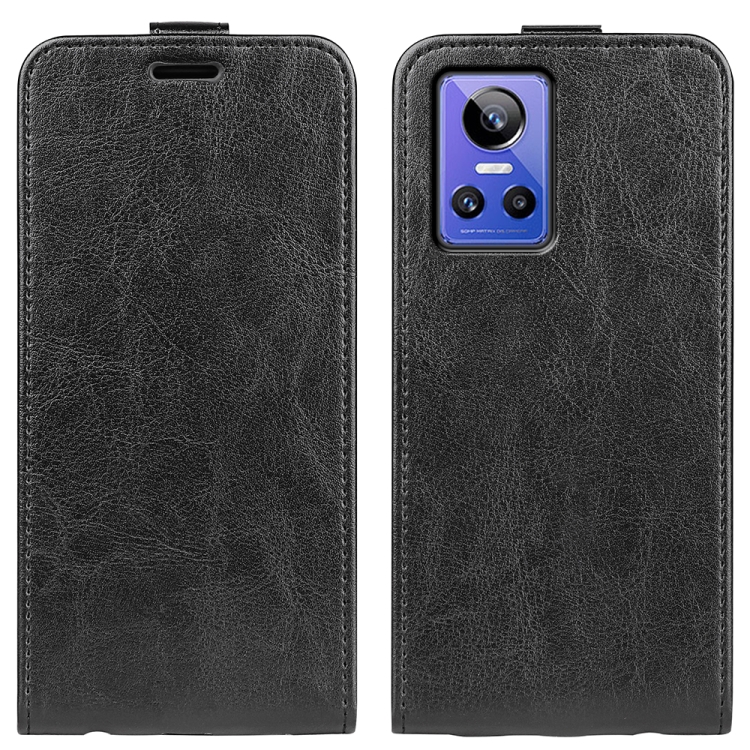 

For OPPO Realme GT Neo 3 R64 Texture Vertical Flip Leather Phone Case(Black)