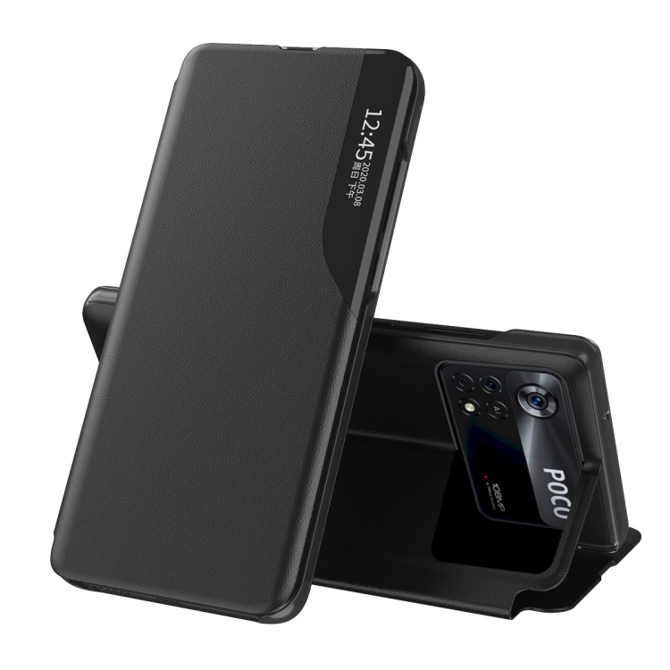

For Xiaomi Poco M4 Pro 4G Attraction Flip Holder Leather Phone Case(Black)