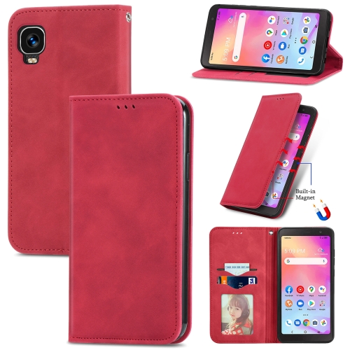 

For TCL A509DL / A3 Retro Skin Feel Magnetic Horizontal Flip Leather Phone Case(Red)