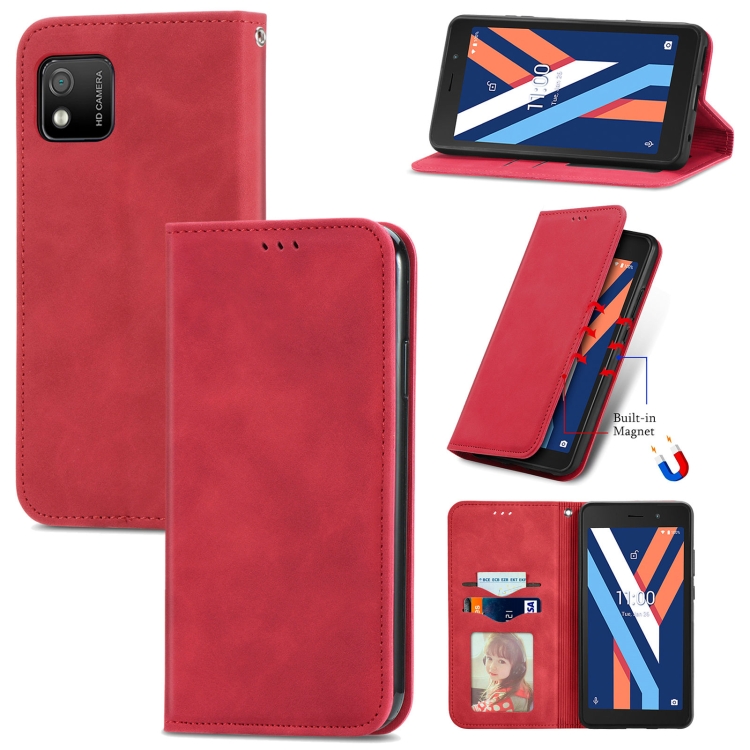 

For Wiko Y52 Retro Skin Feel Magnetic Horizontal Flip Leather Phone Case(Red)