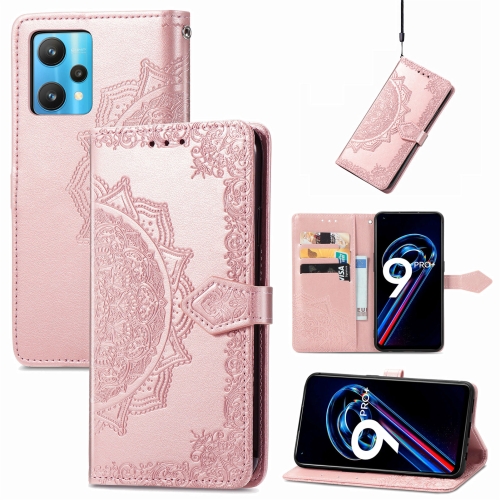 

For OPPO Realme 9 Pro+ 5G Mandala Flower Embossed Flip Leather Phone Case(Rose Gold)