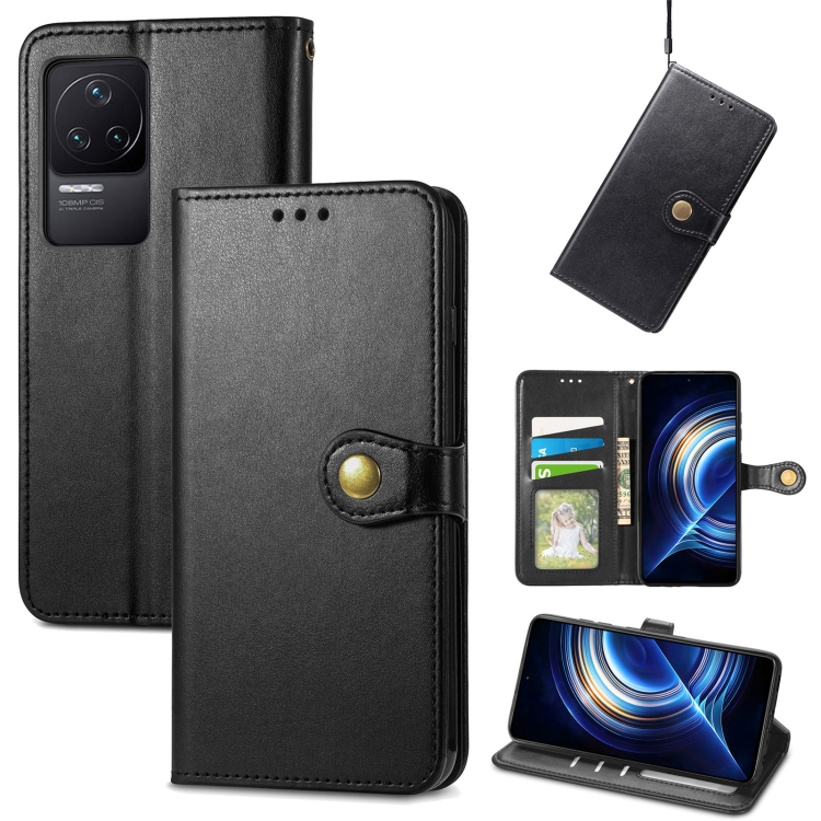 

For Xiaomi Redmi K50 Pro Retro Solid Color Buckle Leather Phone Case(Black)