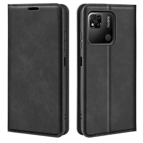 

For Xiaomi Redmi 10A Retro-skin Magnetic Suction Leather Phone Case(Black)