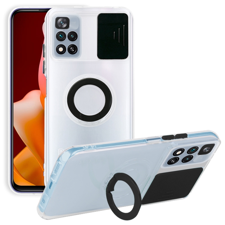 

For Xiaomi Redmi Note 11 4G Global Sliding Camshield TPU Phone Case with Ring Holder(Black)