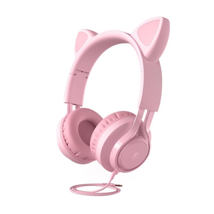 

EP08 Cute Cat Ear Child Music Stereo Wired Headset with Mic(Pink)