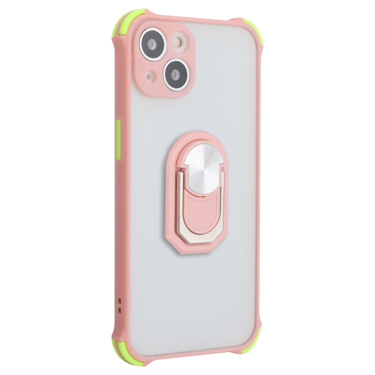 

ENKAY TPU + Frosted PC Case with Holder for iPhone 13(Pink)