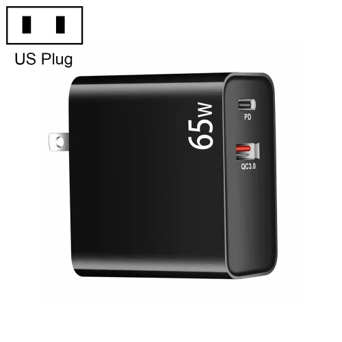 

PD-65W USB-C / Type-C + QC3. 0 USB Laptop Charging Adapter, US Plug(Black)