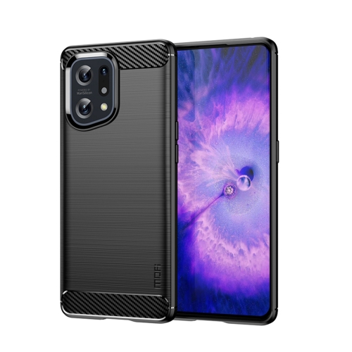 

For OPPO Find X5 MOFI Gentleness Brushed Carbon Fiber Soft TPU Case(Black)