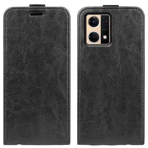 

For OPPO Reno7 4G / F21 Pro 4G R64 Texture Vertical Flip Leather Phone Case(Black)