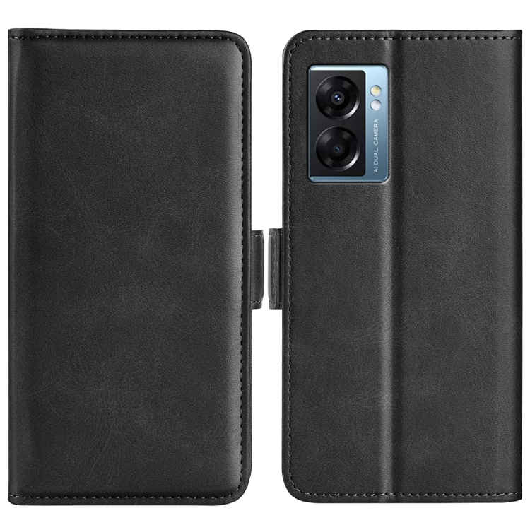 

For OPPO A57 5G Dual-side Magnetic Buckle Flip Leather Phone Case(Black)