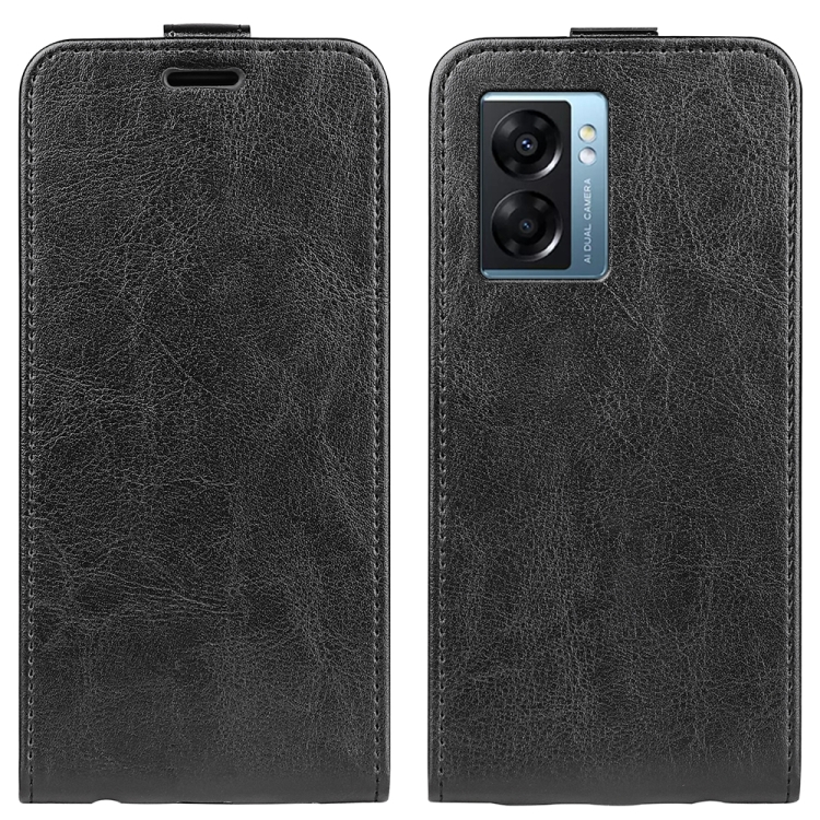 

For OPPO A57 5G R64 Texture Vertical Flip Leather Phone Case(Black)