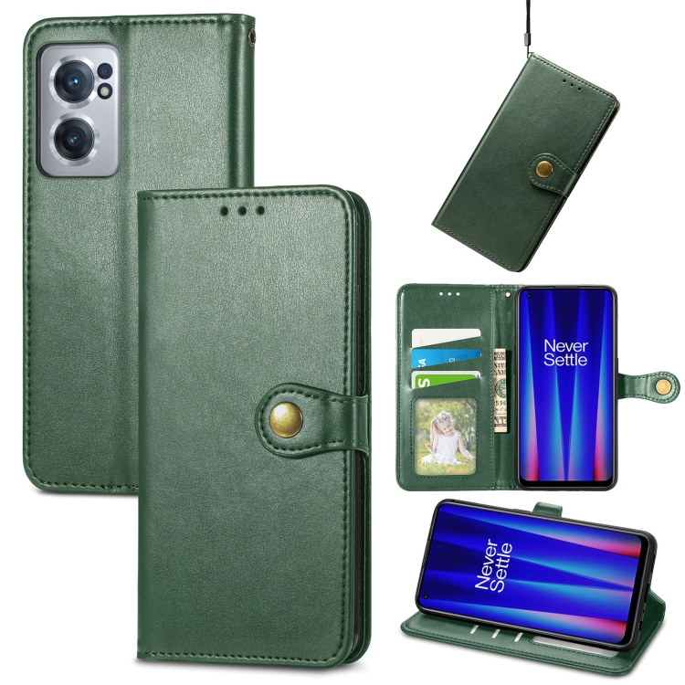 

For OnePlus Nord CE 2 5G Retro Solid Color Buckle Leather Phone Case(Green)