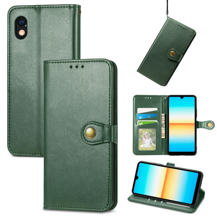 

For Sony Xperia Ace III Retro Solid Color Buckle Leather Phone Case(Green)