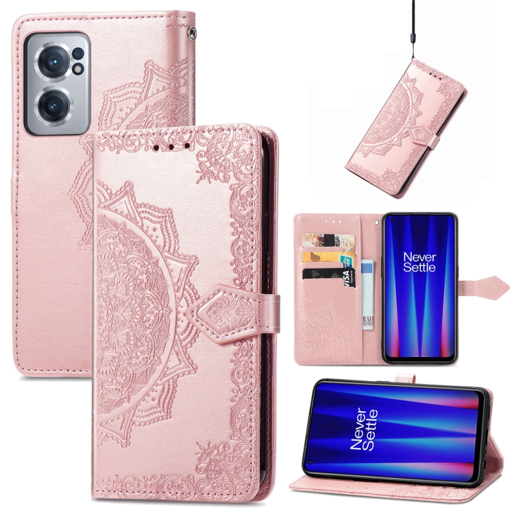 

For OnePlus Nord CE 2 5G Mandala Flower Embossed Leather Phone Case(Rose Gold)