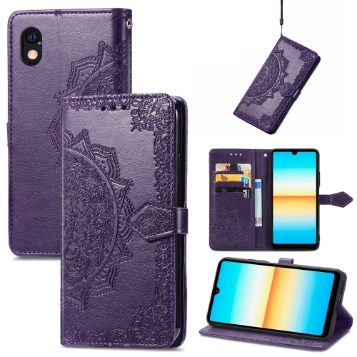 

For Sony Xperia Ace III Mandala Flower Embossed Leather Phone Case(Purple)