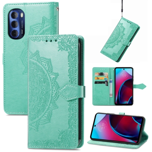 

For Motorola Moto G Stylus 5G 2022 Mandala Flower Embossed Leather Phone Case(Green)