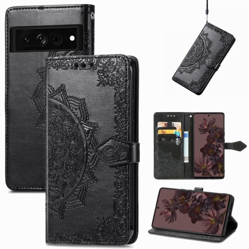 

For Google Pixel 7 Pro Mandala Flower Embossed Leather Phone Case(Black)