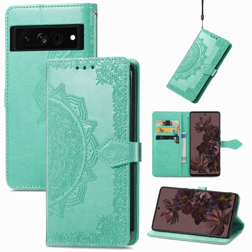 

For Google Pixel 7 5G Mandala Flower Embossed Leather Phone Case(Green)