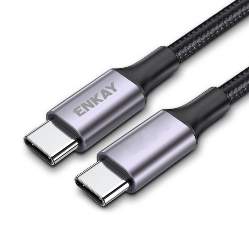

ENKAY 60W USB-C / Type-C to Type-C PD/QC 3A Fast Charging Nylon Braided Cable, Length:1m