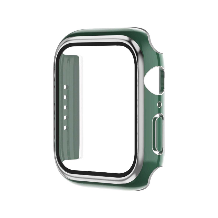 

Electroplating Two-color PC+Tempered Film Watch Case For Apple Watch Series 7 45mm(Green+Silver)