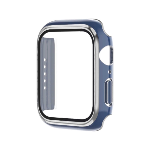 

Electroplating Two-color PC+Tempered Film Watch Case For Apple Watch Series 7 41mm(Blue+Silver)