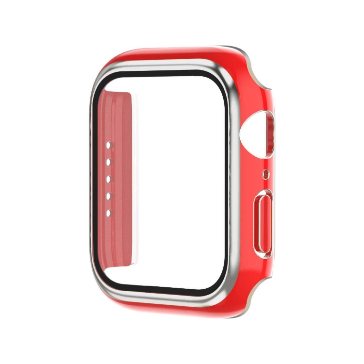 

Electroplating Two-color PC+Tempered Film Watch Case For Apple Watch Series 6/5/4/SE 40mm(Red+Silver)