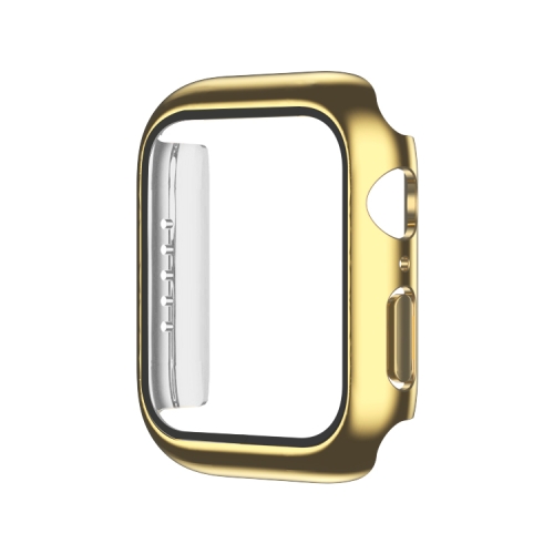 

Electroplating Monochrome PC+Tempered Film Watch Case For Apple Watch Series 9 / 8 / 7 41mm(Gold)