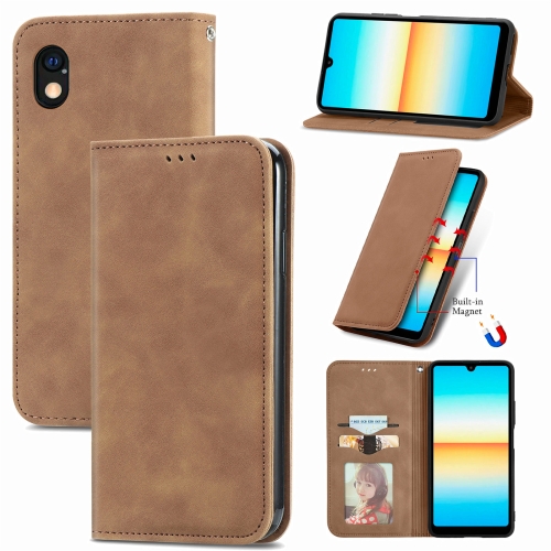 

For Sony Xperia Ace III Retro Skin Feel Magnetic Leather Phone Case(Brown)