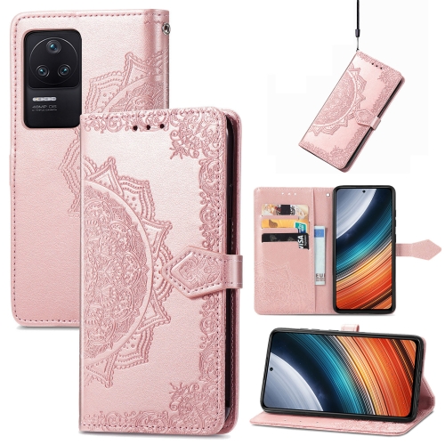 

For Xiaomi Redmi K40S Mandala Flower Embossed Leather Phone Case(Rose Gold)