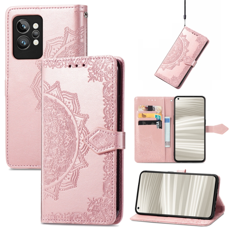 

For OPPO Realme GT2 Pro Mandala Flower Embossed Leather Phone Case(Rose Gold)