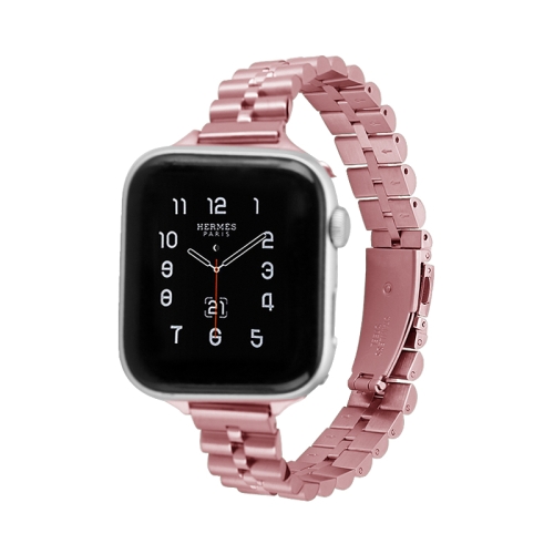

Half-Round Three-Bead Metal Watch Band For Apple Watch Ultra 49mm / Series 8&7 45mm / SE 2&6&SE&5&4 44mm / 3&2&1 42mm(Pink)