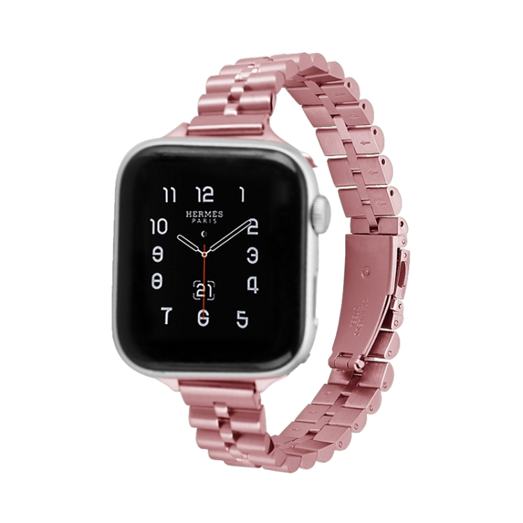 

Half-Round Three-Bead Metal Watch Band For Apple Watch Series 8&7 41mm / SE 2&6&SE&5&4 40mm / 3&2&1 38mm(Pink)