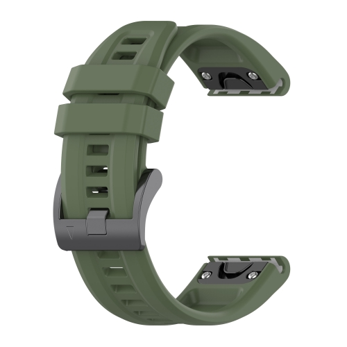 

For Garmin Fenix 7 22mm Silicone Solid Color Watch Band(Dark Green)