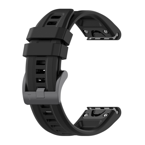 

For Garmin Fenix 5X Plus 26mm Silicone Sport Pure Color Watch Band(Black)